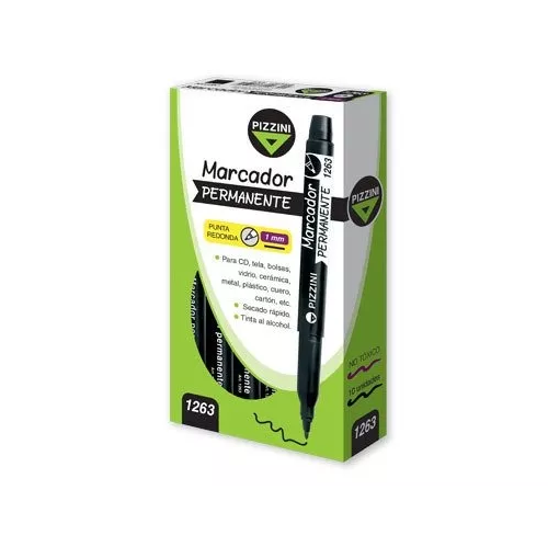[1263NG] MARCADOR PIZZINI PERMANENTE 1MM X10 NEGRO
