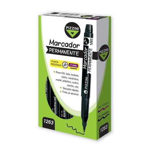 [1263NG] MARCADOR PIZZINI PERMANENTE 1MM X10 NEGRO
