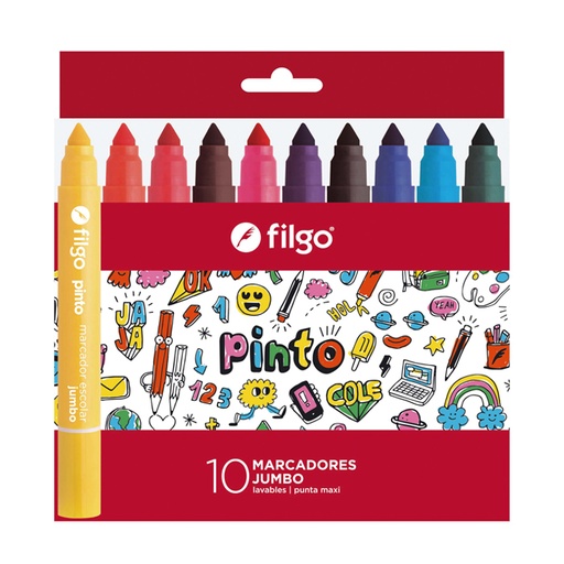 [CMJ-E10-SUR] MARCADOR FILGO ESCOLAR JUMBO X10 COLORES SURTIDOS