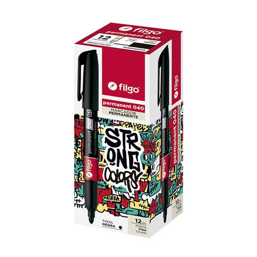 [PM040-C12-002] MARCADOR FILGO 040 X12 ROJO PERMANENTE PUNTA FINA