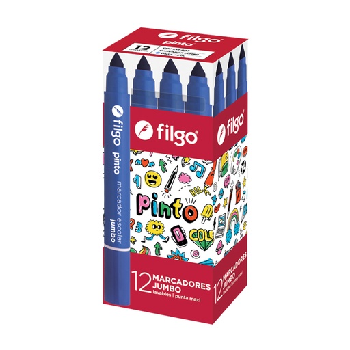 [CMJ-C12-003] MARCADOR FILGO ESCOLAR JUMBO X12 AZUL