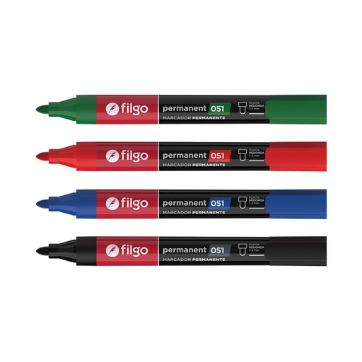 [PM051-C12-002] MARCADOR FILGO 051 X12 ROJO PERMANENTE PUNTA REDONDA
