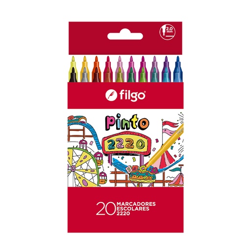 [CM2220-E20-SUR] MARCADOR FILGO ESCOLAR CAJA X20 COLORES