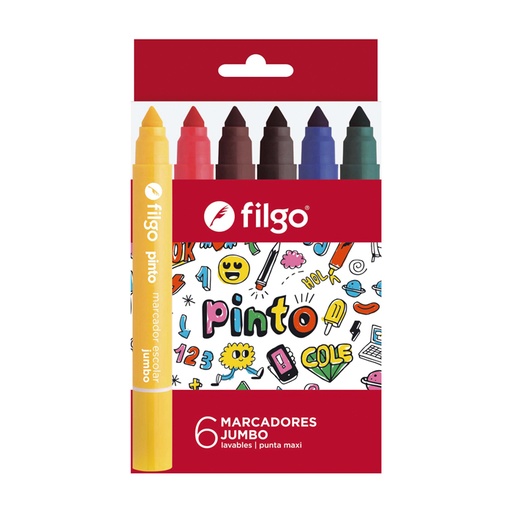 [CMJ-E6-SUR] MARCADOR FILGO ESCOLAR JUMBO X 6 COLORES SURTIDOS
