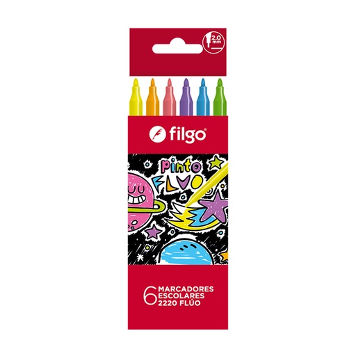 [CM2220-E6-FLU] MARCADOR FILGO ESCOLAR CAJA X 6 FLUO