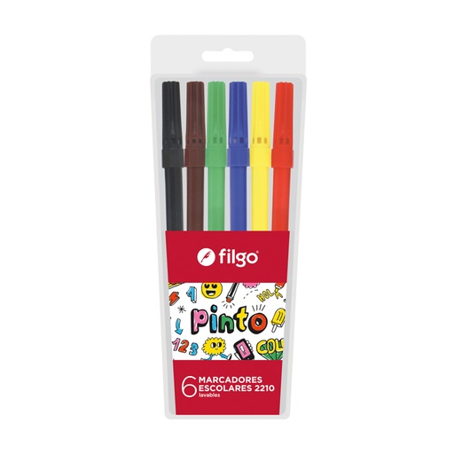 [CM2210-E6-SUR] MARCADOR FILGO ESCOLAR BLISTER X 6 COLORES