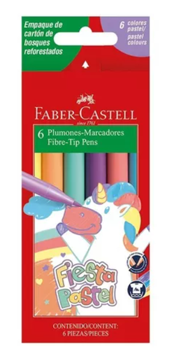[555303] MARCADOR FABER FIESTA X 6 PASTEL