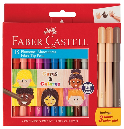 [555343] MARCADOR FABER FIESTA X12+3 TONOS PIEL