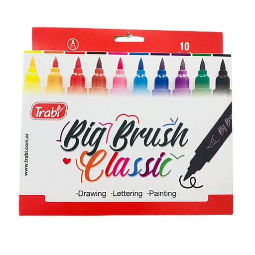 [TR25964] MARCADOR TRABI BIG BRUSH X 10 SURTIDO