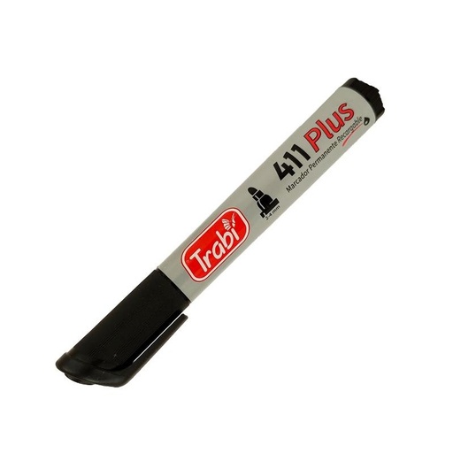 [TR6521] MARCADOR TRABI 411 X12 NEGRO PERMANENTE PUNTA REDONDA
