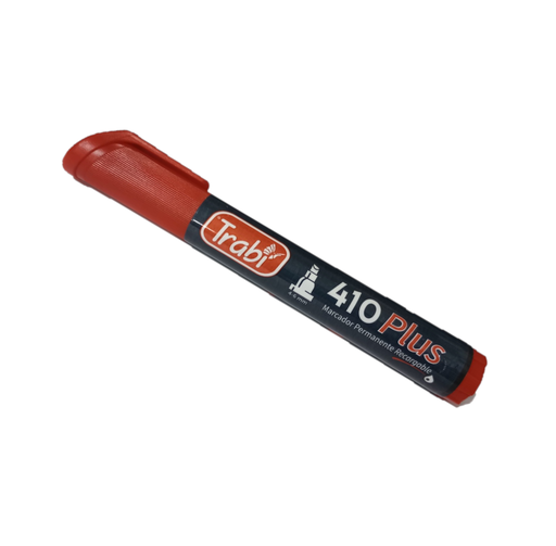 [TR6423] MARCADOR TRABI 410 PERMANENTE PUNTA BISELADA X 12 ROJO