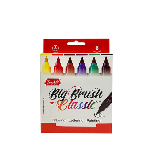 [TR59681] MARCADOR TRABI BIG BRUSH X 6 SURTIDO