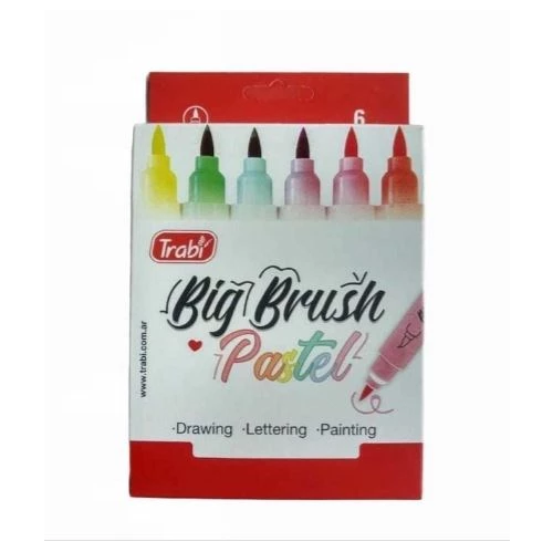 [TR5996] MARCADOR TRABI BIG BRUSH X 6 PASTEL SURTIDO
