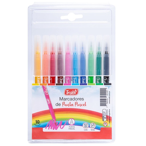 [TR5142] MARCADOR TRABI JUNIOR X 10 PINCEL SURTIDO