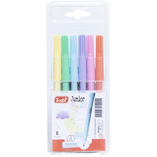 [TR95101] MARCADOR TRABI JUNIOR X 6 PASTEL SURTIDO