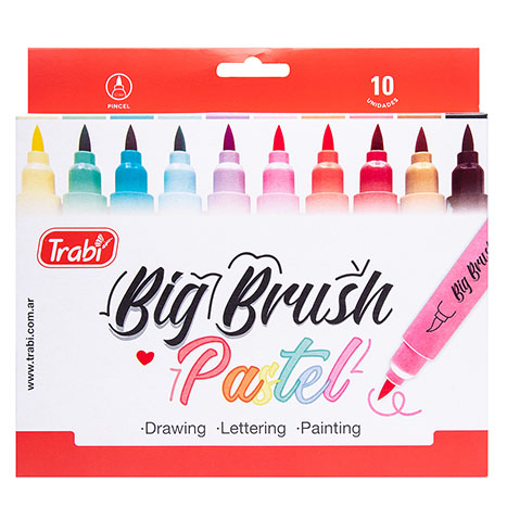 [TR15964] MARCADOR TRABI BIG BRUSH X 10 PASTEL SURTIDO
