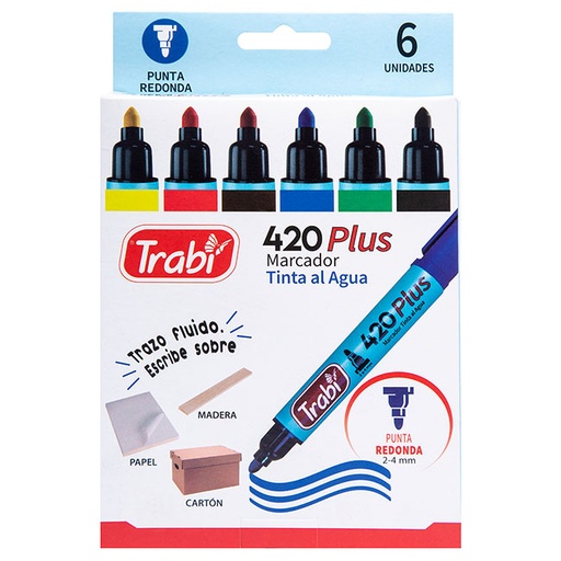 [TR5809] MARCADOR TRABI 420 X6 SURTIDO AL AGUA