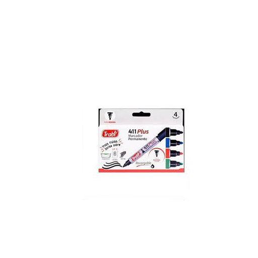 [TR5235] MARCADOR TRABI 411 X4 SURTIDO PERMANENTE PUNTA REDONDA