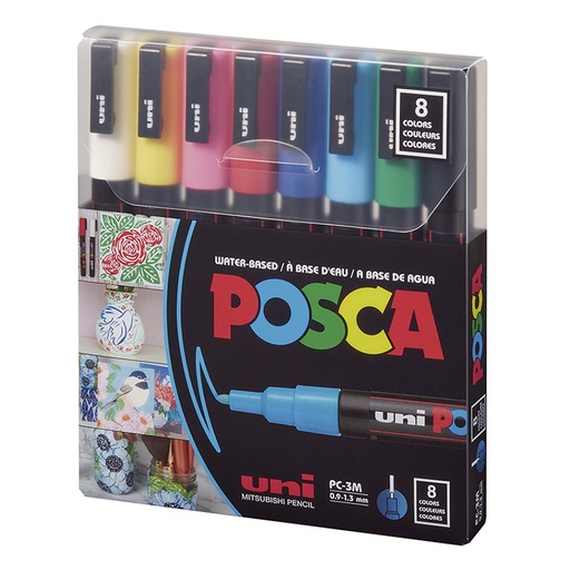 [MUNPC3ME8] MARCADOR UNI POSCA PC-3M X8 SURTIDO