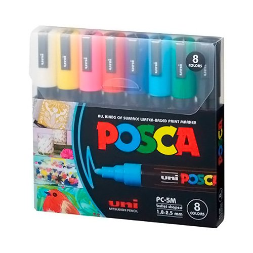 [MUNPC5ME8] MARCADOR UNI POSCA PC-5M X8 SURTIDO