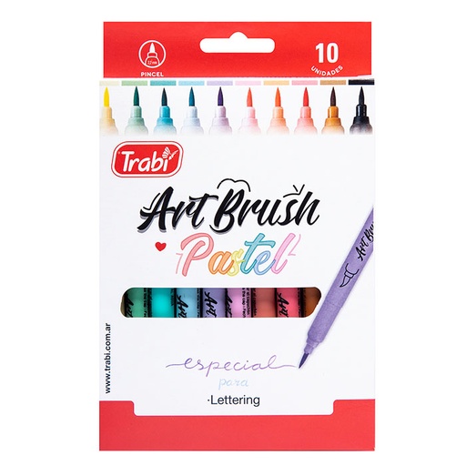 [TR6958] MARCADOR TRABI ART BRUSH X 10 PASTEL SURTIDO