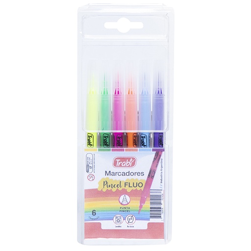 [TR5143] MARCADOR TRABI JUNIOR X 6 PINCEL FLUO SURTIDO