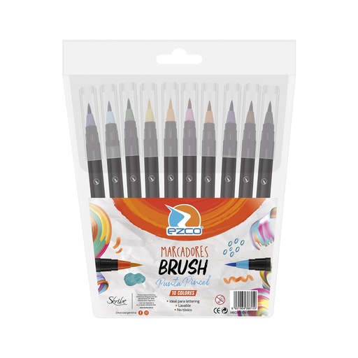 [403800-10] MARCADOR EZCO BRUSH X 10 SURTIDO