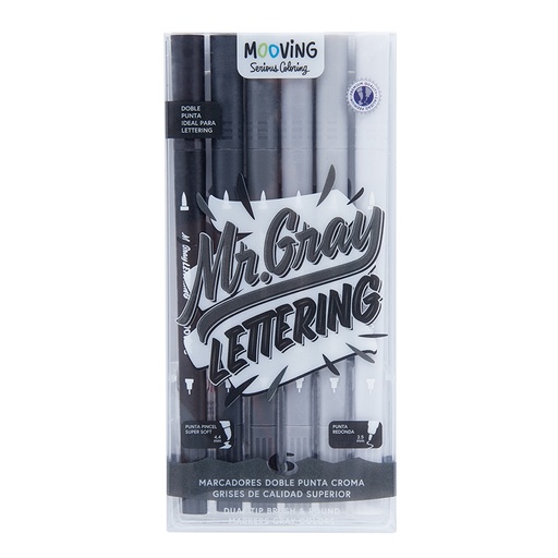 [3091506] MARCADOR MOOVING PUNTA X6 CROMA GRISES