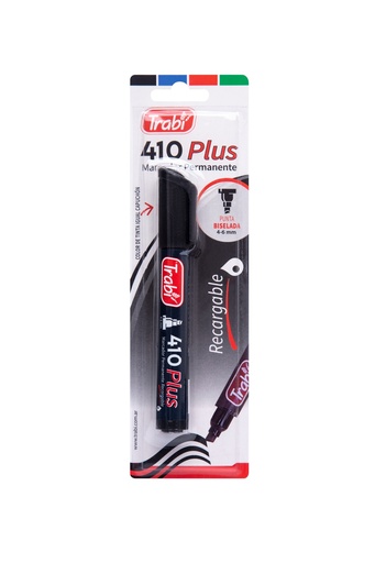 [TR6431] MARCADOR TRABI 410 PERMANENTE PUNTA BISELADA X 1 NEGRO