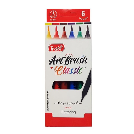 [TR5922] MARCADOR TRABI ART BRUSH X 6 SURTIDO