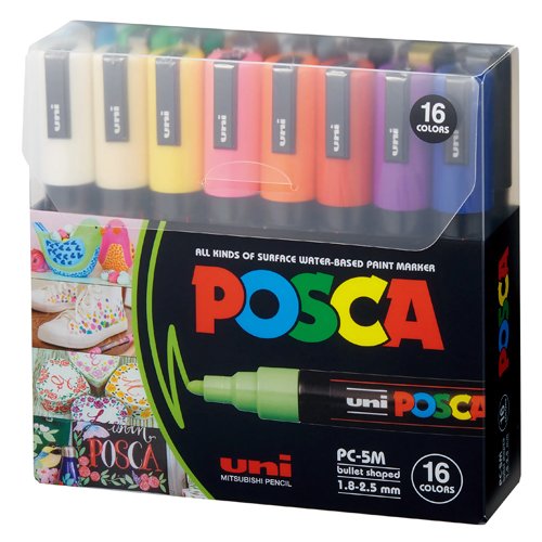 [MUNPC5ME16] MARCADOR UNI POSCA PC-5M X16 SURTIDO