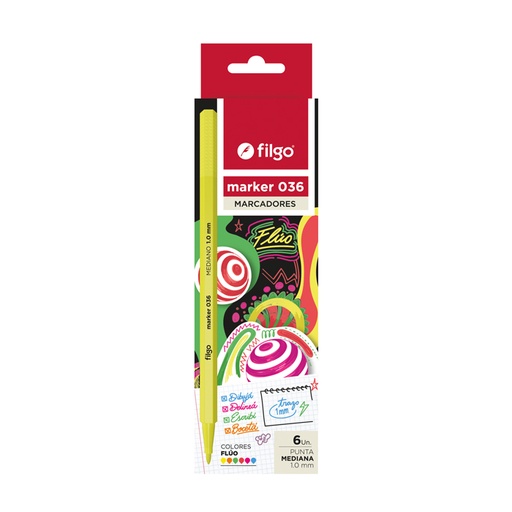 [M36-E6-FLU] MARCADOR FILGO 036 MARKER X6 FLUO