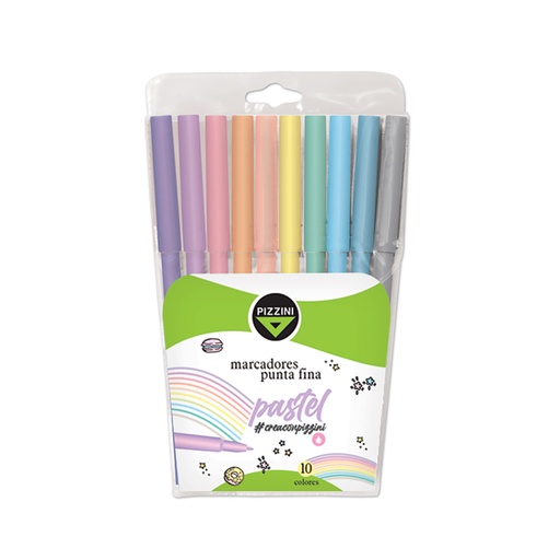 [8010P] MARCADOR PIZZINI MIO ESCOLAR X 10 PASTEL