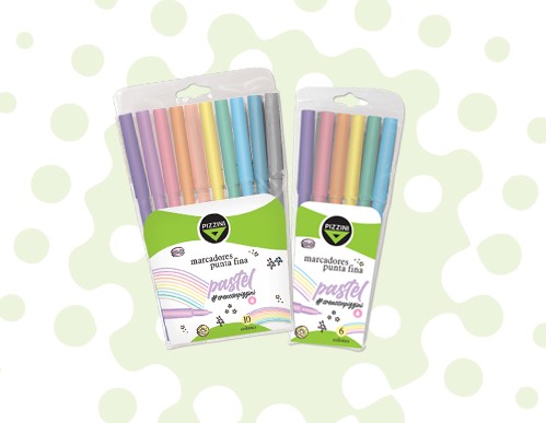 [8006P] MARCADOR PIZZINI MIO ESCOLAR X 6 PASTEL