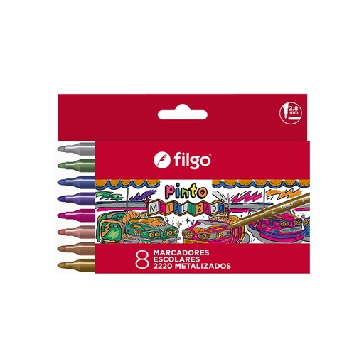 [CM2220-E8-MET] MARCADOR FILGO PINTO CAJA X8 METALIZADOS