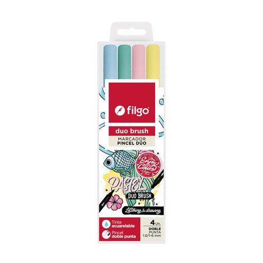 [DBSH-E4-PAS] MARCADOR FILGO DUO BRUSH X4 PASTEL