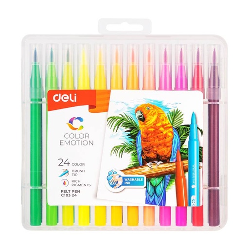 [EC10324] MARCADOR DELI PUNTA PINCEL X24 ESTUCHE