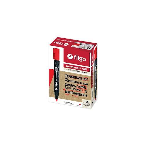 [PM061-C12-002] MARCADOR FILGO 061 X12 ROJO PERMANENTE