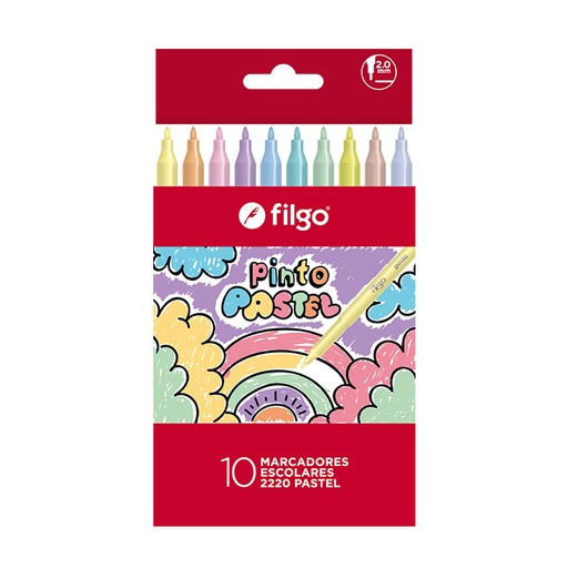 [CM2220-E10-PAS] MARCADOR FILGO PINTO CAJA X10 PASTEL