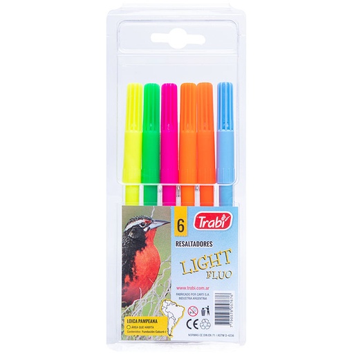 [TR5767] MARCADOR TRABI FLUO X 6 SURTIDO
