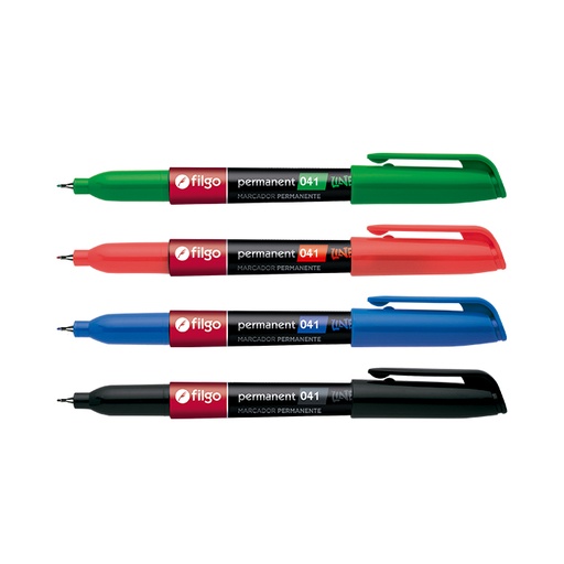 [PM041-C12-002] MARCADOR FILGO 041 X12 ROJO PERMANENTE PUNTA EXTRA FINA