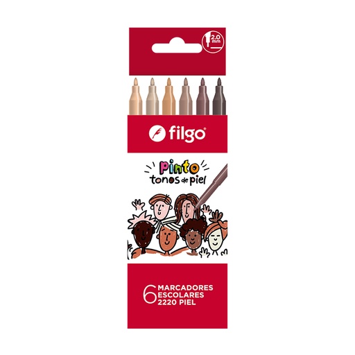 [CM2220-E6-PIEL] MARCADOR FILGO ESCOLAR CAJA X 6 TONOS PIEL