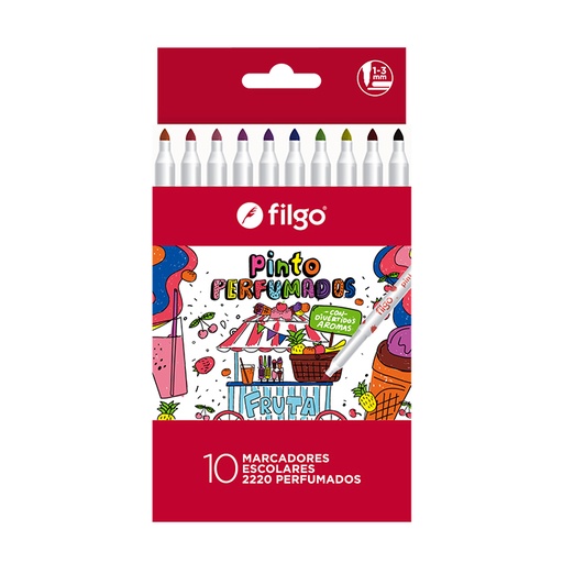[CM2220-E10-PERFUM] MARCADOR FILGO PINTO CAJA X10 PERFUMADOS