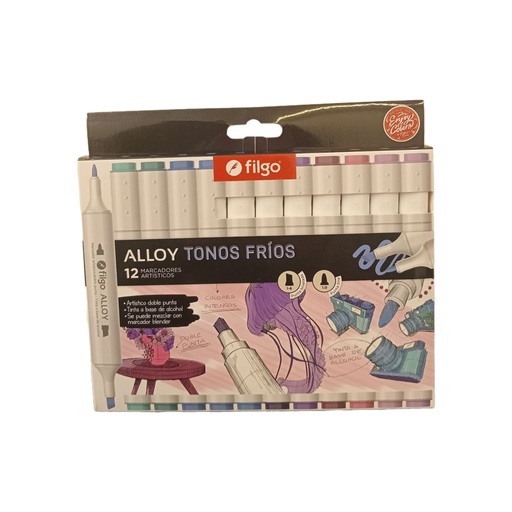 [ALLYM-E12-FRI] MARCADOR FILGO ALLOY X12 TONOS FRIOS DOBLE PUNTA