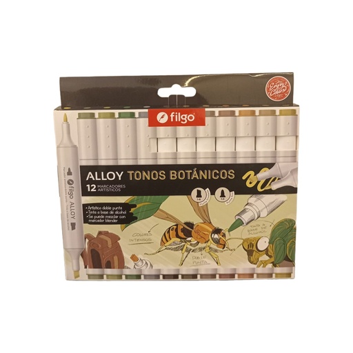 [ALLYM-E12-BOT] MARCADOR FILGO ALLOY X12 BOTANICOS DOBLE PUNTA