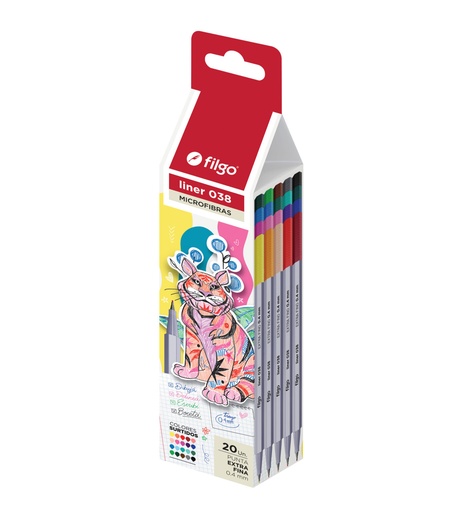 [L38-E20-SUR] MICROFIBRA FILGO LINER 038 SURTIDO X20