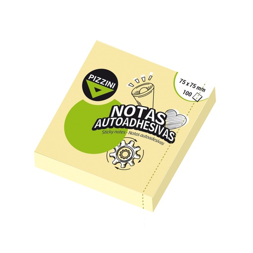 [NA7575100] NOTAS ADHESIVAS PIZZINI 75X75MM 100 HOJAS AMARILLO