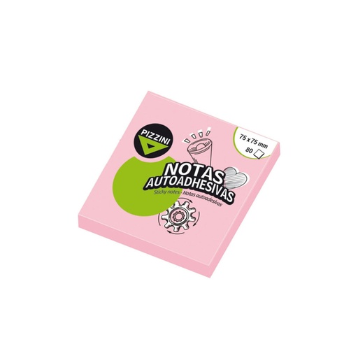 [NA757580PRO] NOTAS ADHESIVAS PIZZINI 75X75MM 80 HOJAS PASTEL ROSA