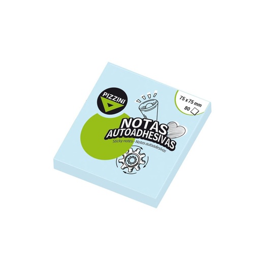 [NA757580PCE] NOTAS ADHESIVAS PIZZINI 75X75MM 80 HOJAS PASTEL CELESTE