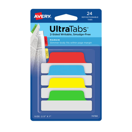 [74768] BANDERITAS AVERY ULTRATABS X24 4 COLORES LIQUIDACION